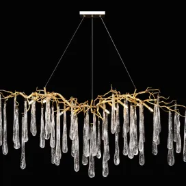 John richard brass glass teardrop nine light chandelier